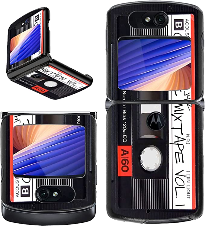 Case for Motorola RAZR 5G Case, for Moto RAZR 5G Flip Phone Case,Rossy Slim Lightweight Hard PC Shookproof Protection Cover for Motorola Moto RAZR 5G Flip Phone (2020) XT2071,Retro Audio Cassette