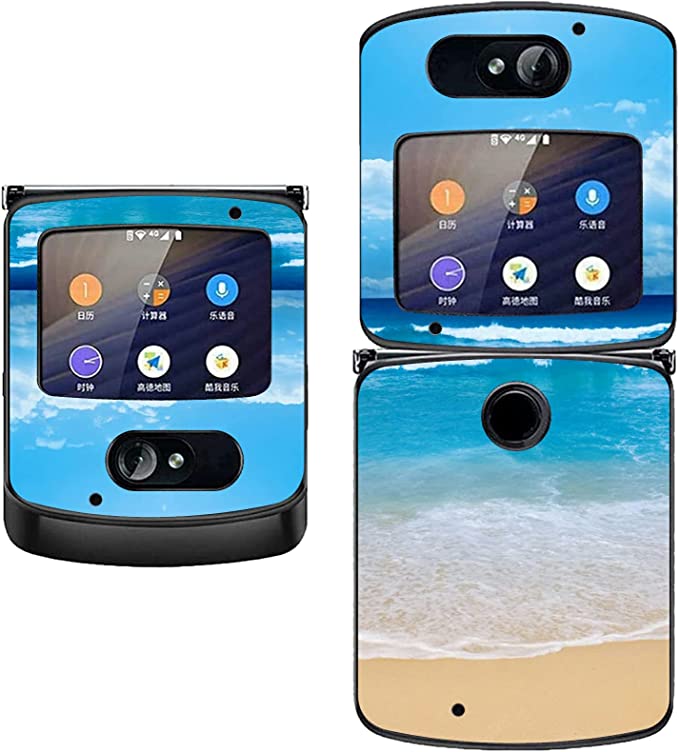 Case for Motorola Razr 5G Flip Phone, Razr 5G Case for Women Men, Heavy Duty Ultra Slim Hard PC Shockproof Smart Folding Cover for Motorola Moto Razr 5G, Tropical Sea Beach