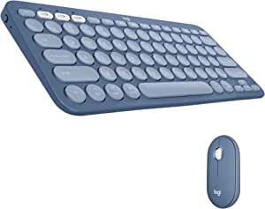 Logitech K380 for Mac + M350 Wireless Keyboard and Mouse Combo - Slim Portable Design, Quiet clicks, Long Battery Life, Bluetooth, Multi Device with Easy-Switch - macOS, iPadOS, iOS - Blueberry