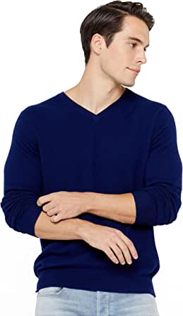 State Cashmere Men's Essential V-Neck Sweater 100% Pure Cashmere Classic Long Sleeve Pullover